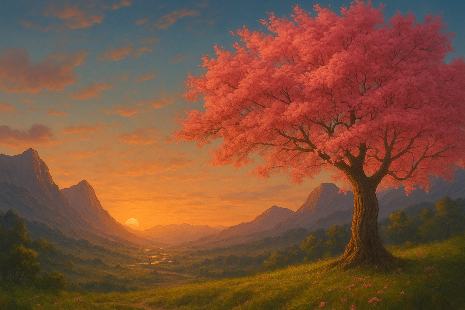 Golden valley at sunset