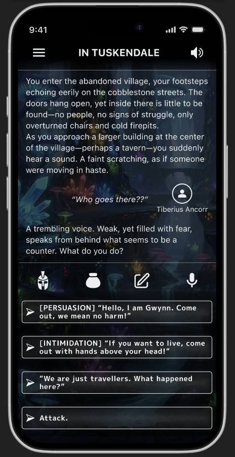 Dream Frontiers mobile interface
